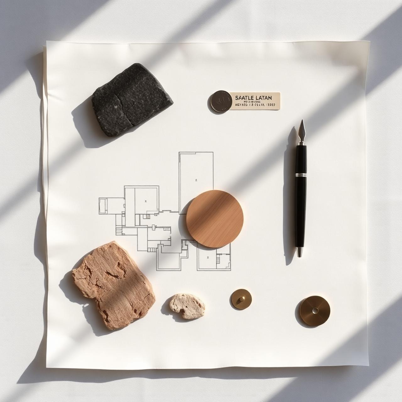 Architectural plans and material samples
